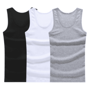 100% Cotton O-Neck Muscle Tank Tops Vest Breathable Anti-Pilling Anti-Shrink White Knitted 180g Silk Screen Printed Solid Men’s